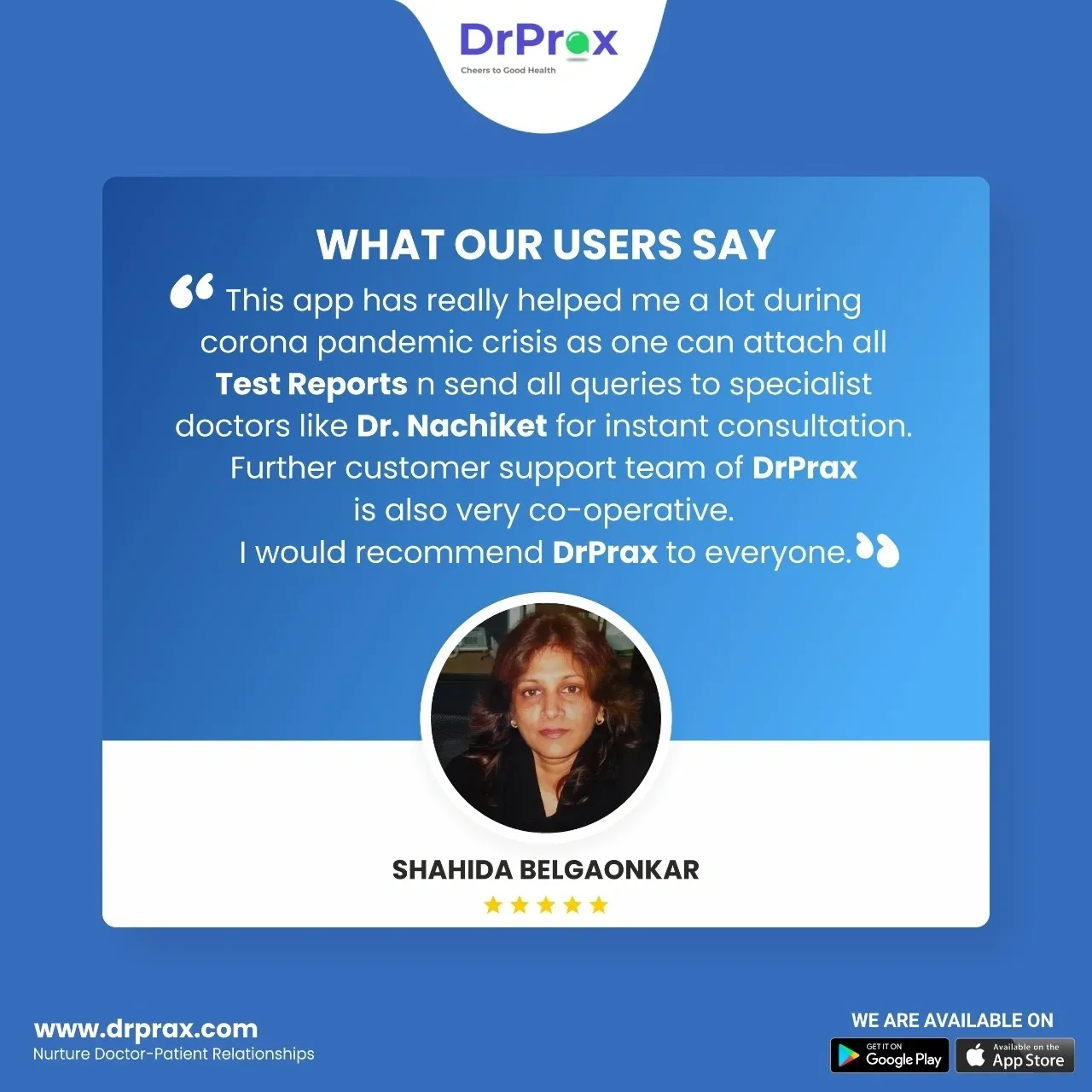 Shahida Belgaonkar testimonial for DrPrax