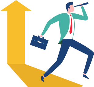 Person looking ahead while following an upward path